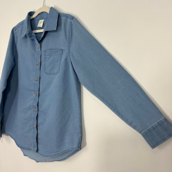 Thereabouts Big Girls Size Large 14 Blue Chambray Button Front Long Sleeve Shirt - Picture 5 of 7
